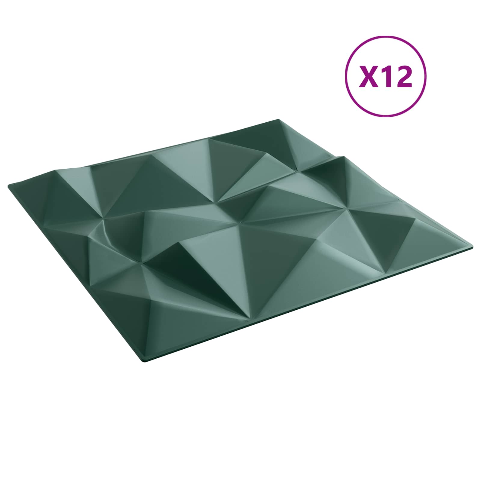 Nástěnné Panely 12 Pcs Diamantová Zelená 50 X 50 Cm Xps Pěna
