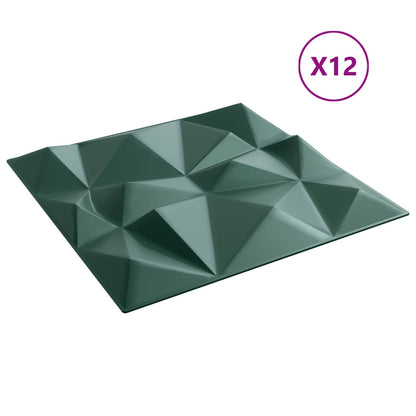 Nástěnné Panely 12 Pcs Diamantová Zelená 50 X 50 Cm Xps Pěna