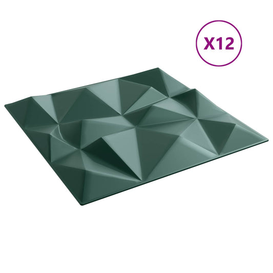 Nástěnné Panely 12 Pcs Diamantová Zelená 50 X 50 Cm Xps Pěna