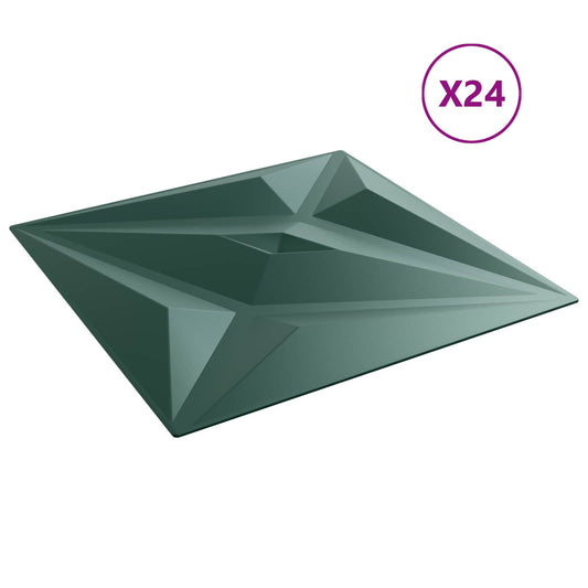 Nástěnné Panely 24 Pcs Hvězdová Zelená 50 X 50 Cm Xps Pěna