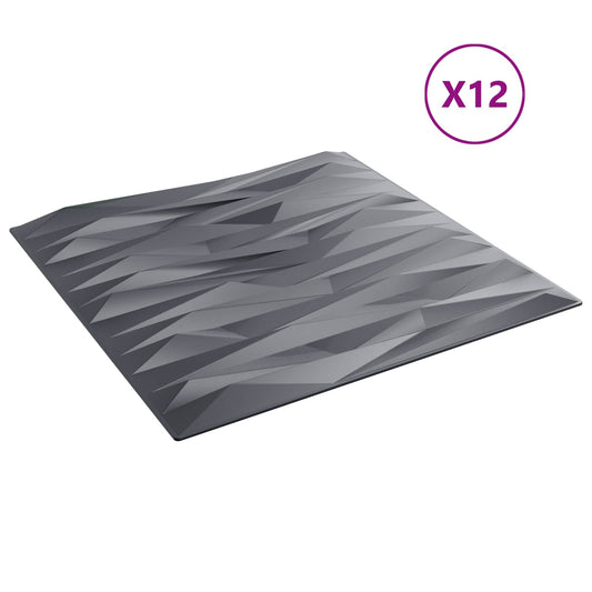 Nástěnné Panely 12 Pcs Kamenně Šedá 50 X 50 Cm Xps Pěna