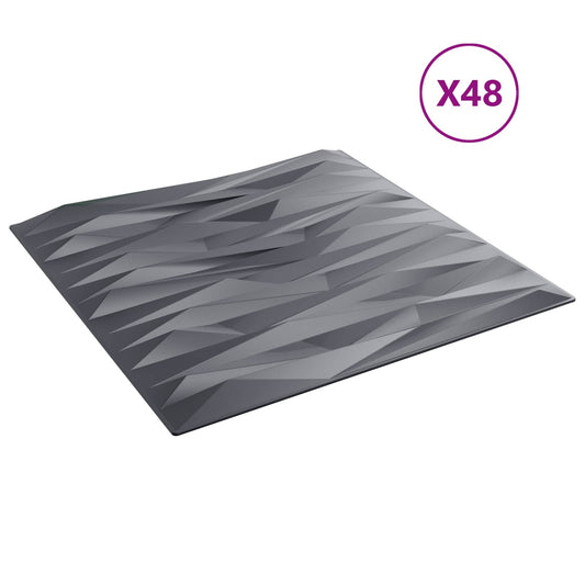 Nástěnné Panely 48 Pcs Kamenně Šedá 50 X 50 Cm Xps Pěna