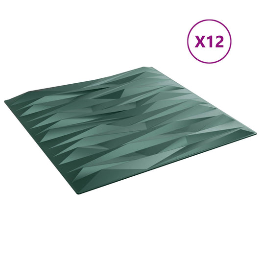 Nástěnné Panely 12 Pcs Kamenná Zelená 50 X 50 Cm Xps Pěna
