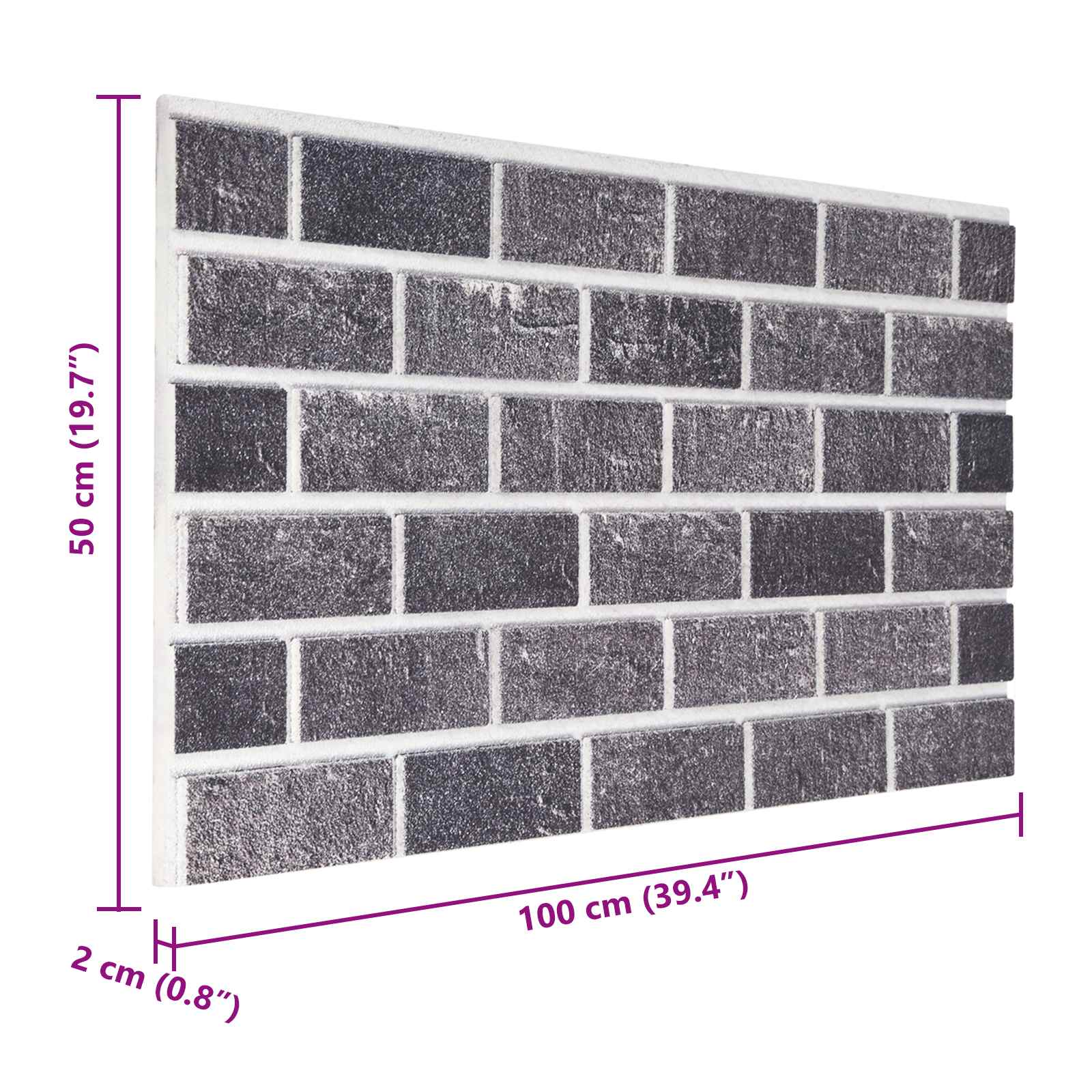Nástěnné Panely 10 Pcs Černá A Šedá 100 X 50 Cm Eps Pěna