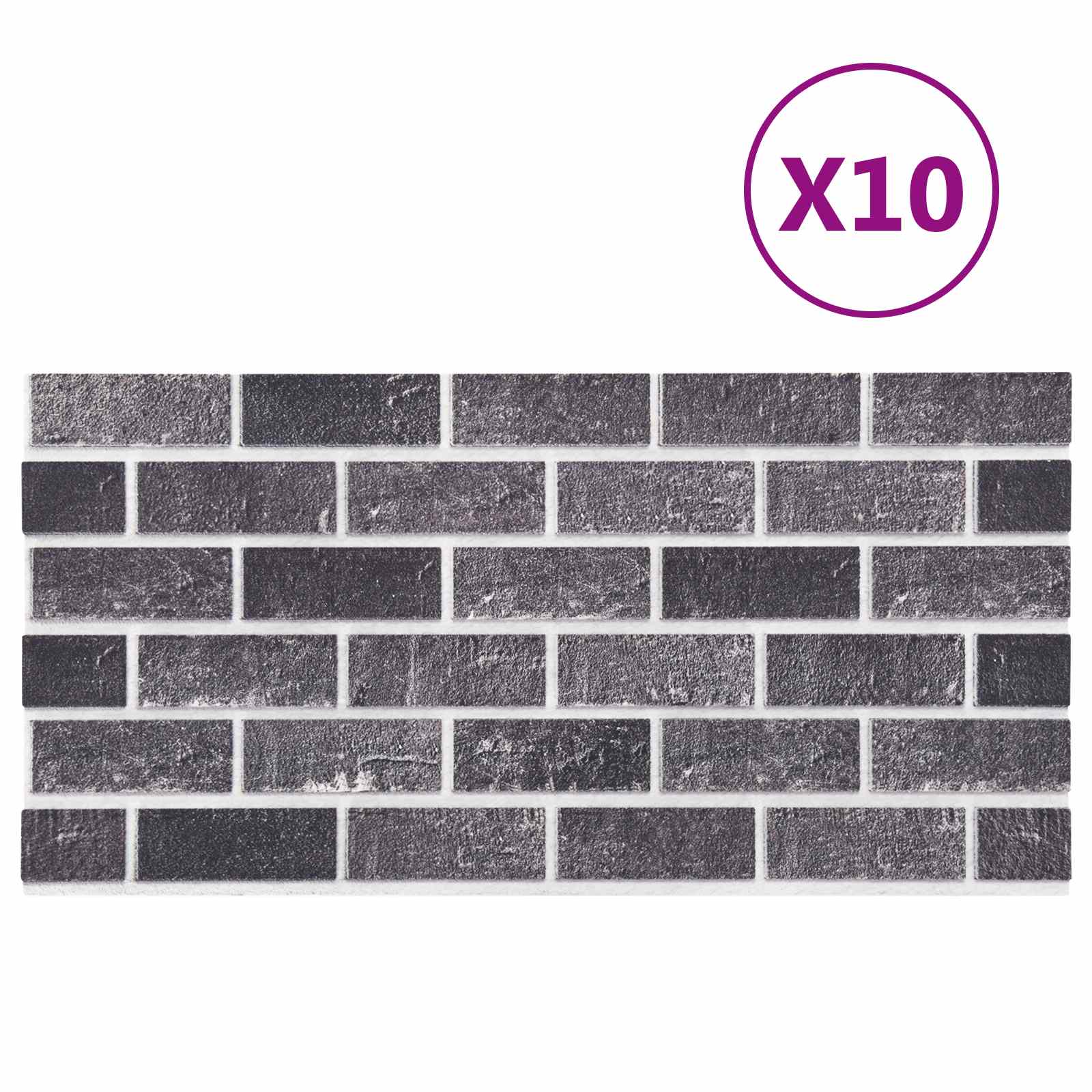 Nástěnné Panely 10 Pcs Černá A Šedá 100 X 50 Cm Eps Pěna
