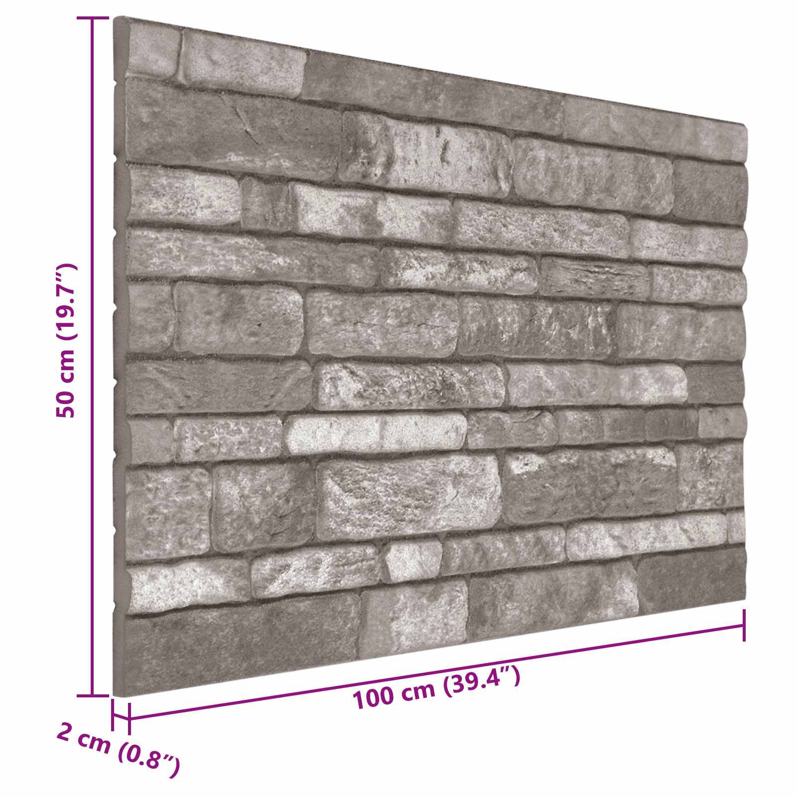 Nástěnné Panely 10 Pcs Tmavě Šedá 100 X 50 Cm Eps Pěna