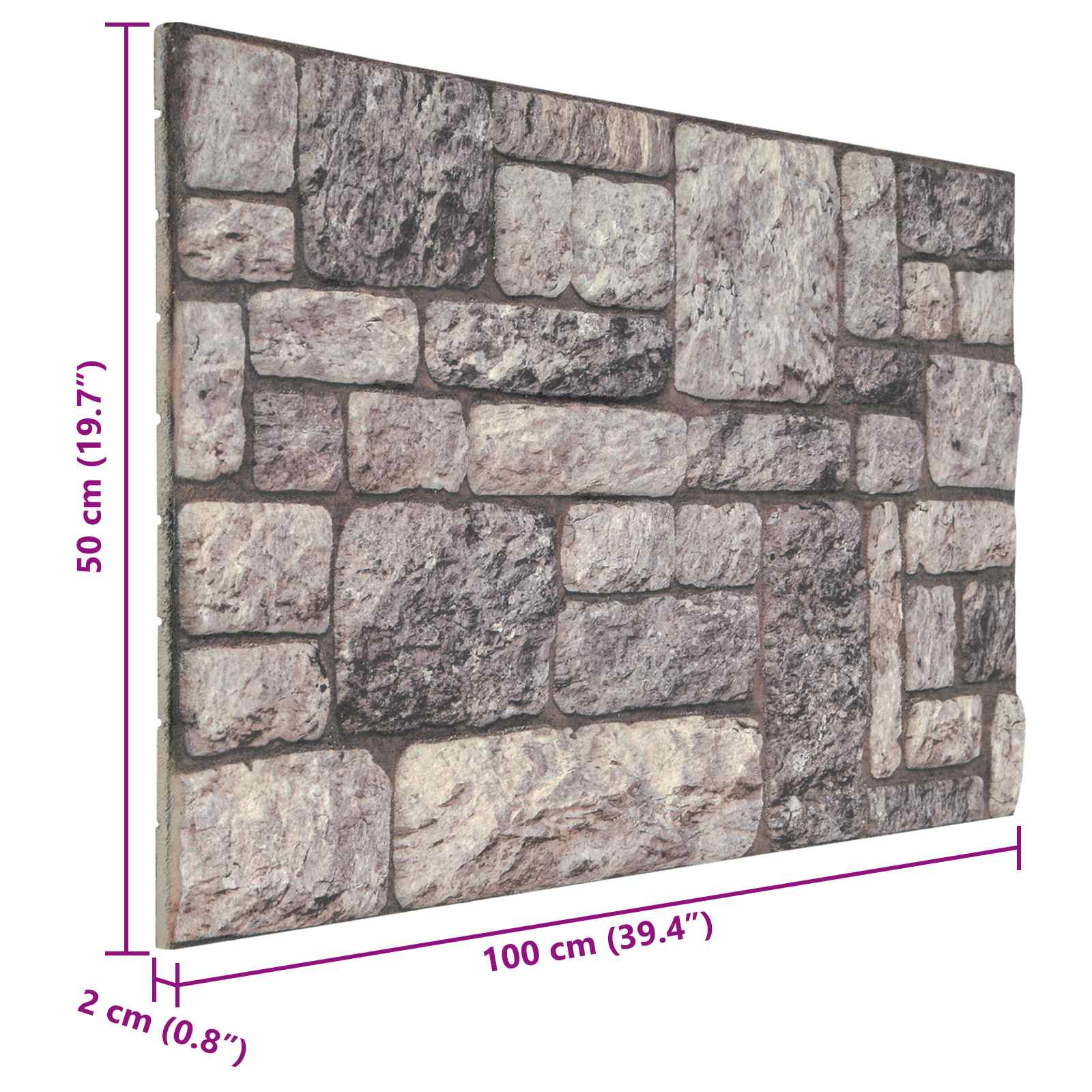 Nástěnné Panely 10 Pcs Šedá A Bílá 100 X 50 Cm Eps Pěna