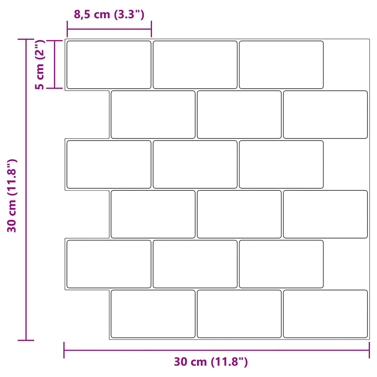 Subway Dlaždice 10 Ks 30 X 30 Cm Polyuretan A Pet