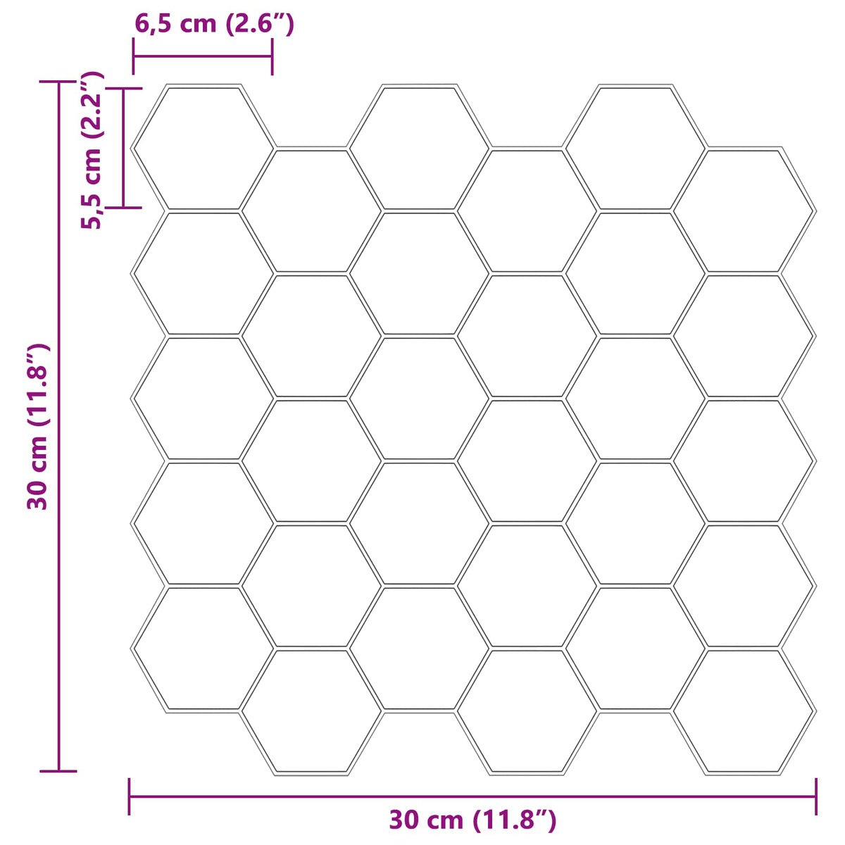 Hexagonální Dlaždice 10 Ks 30 X 30 Cm