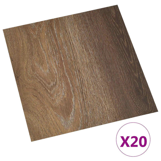 Samolepicí Podlahová Prkna 30,5 X 30,5 Cm 20 Pcs Pvc Hnědá