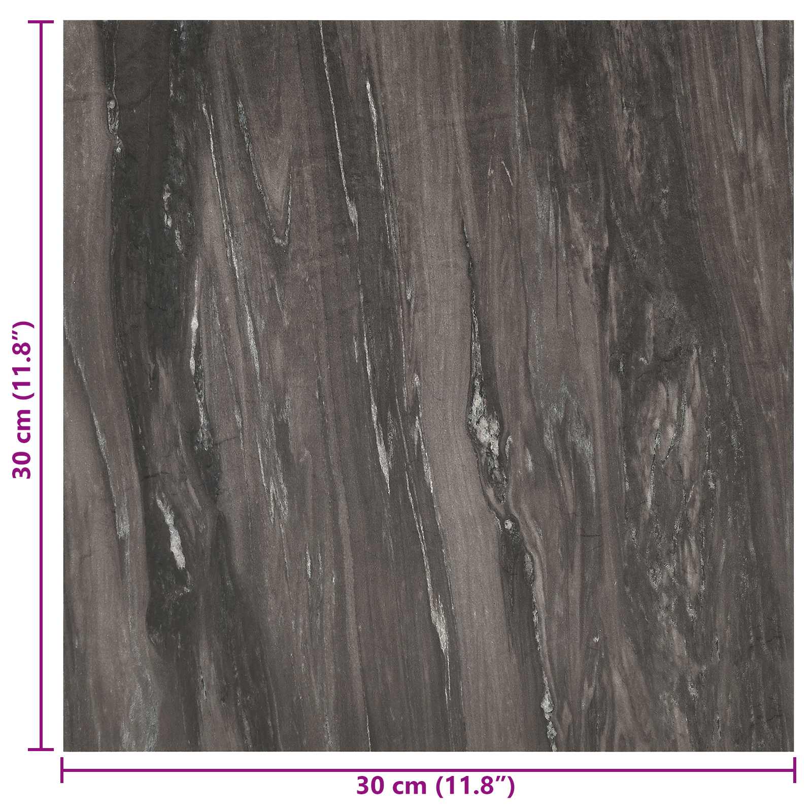 Samolepicí Podlahová Prkna 30,5 X 30,5 Cm 20 Pcs Pvc Tmavě Šedá