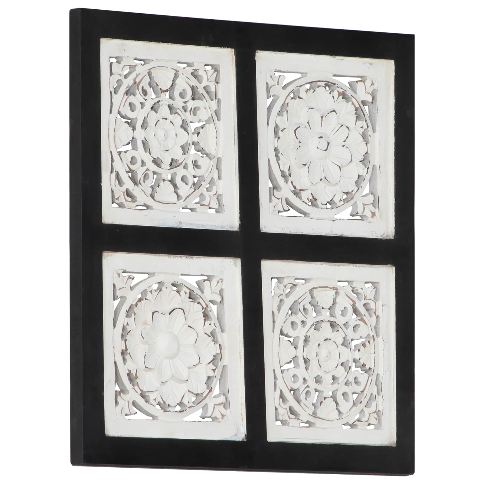 Umělecký Dekor Černá A Bílá 40 X 40 X 1,5 Cm Dřevěný Materiál