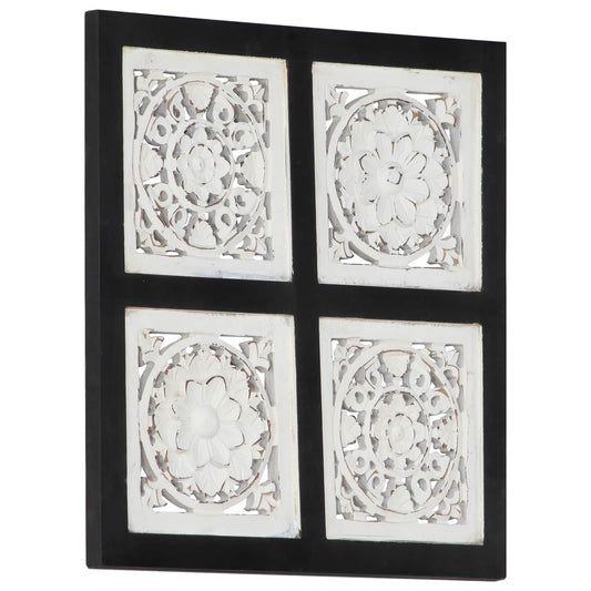 Umělecký Dekor Černá A Bílá 40 X 40 X 1,5 Cm Dřevěný Materiál