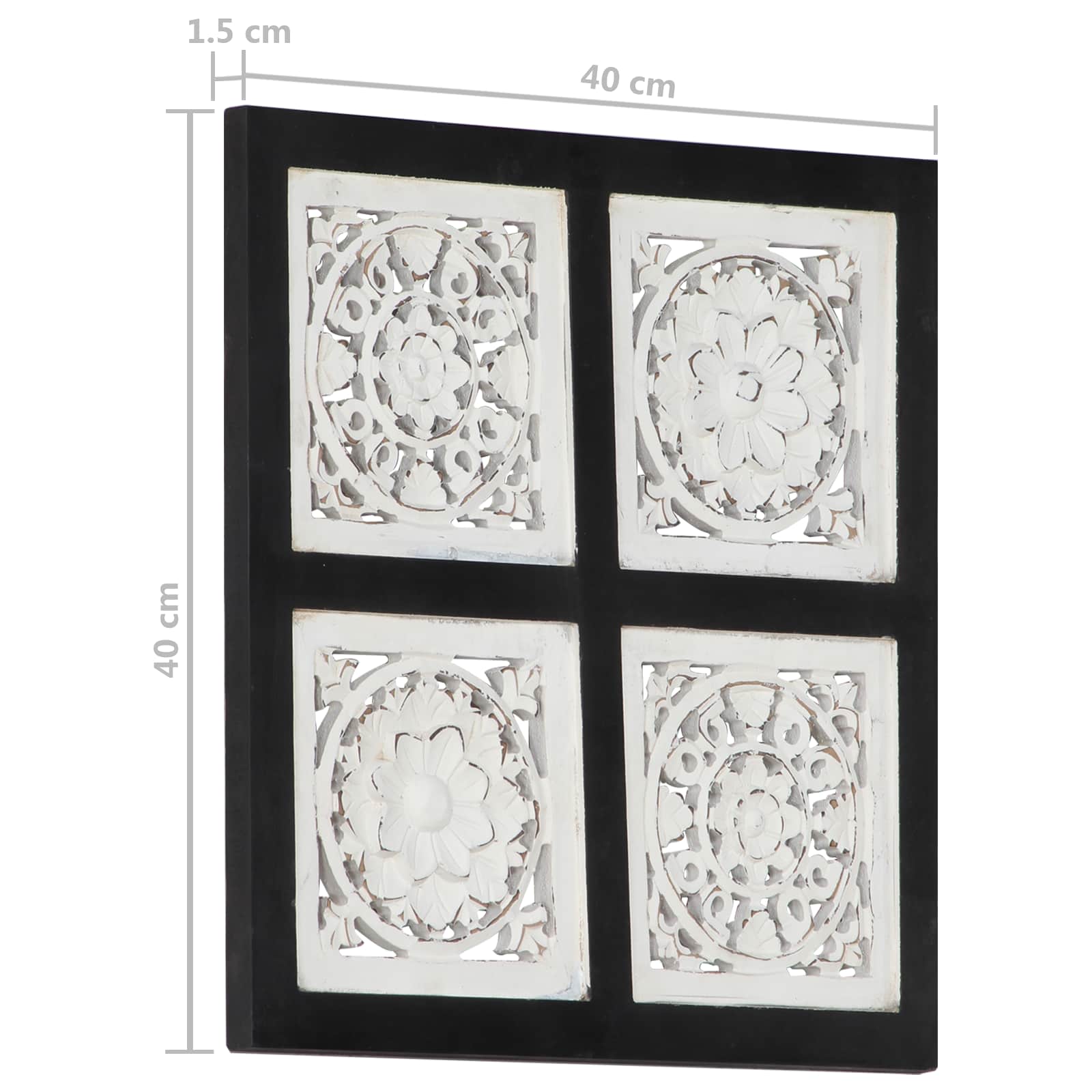 Umělecký Dekor Černá A Bílá 40 X 40 X 1,5 Cm Dřevěný Materiál
