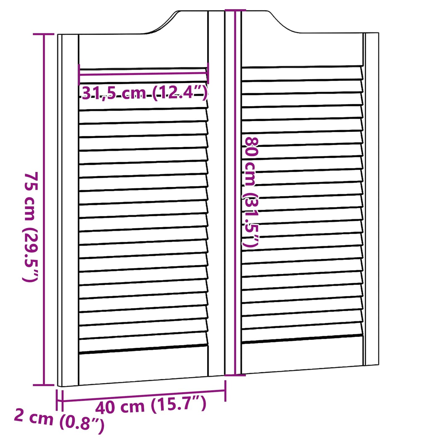 Kyvné Dveře Bílá 80 X 40 Cm Masivní Borovicové Dřevo