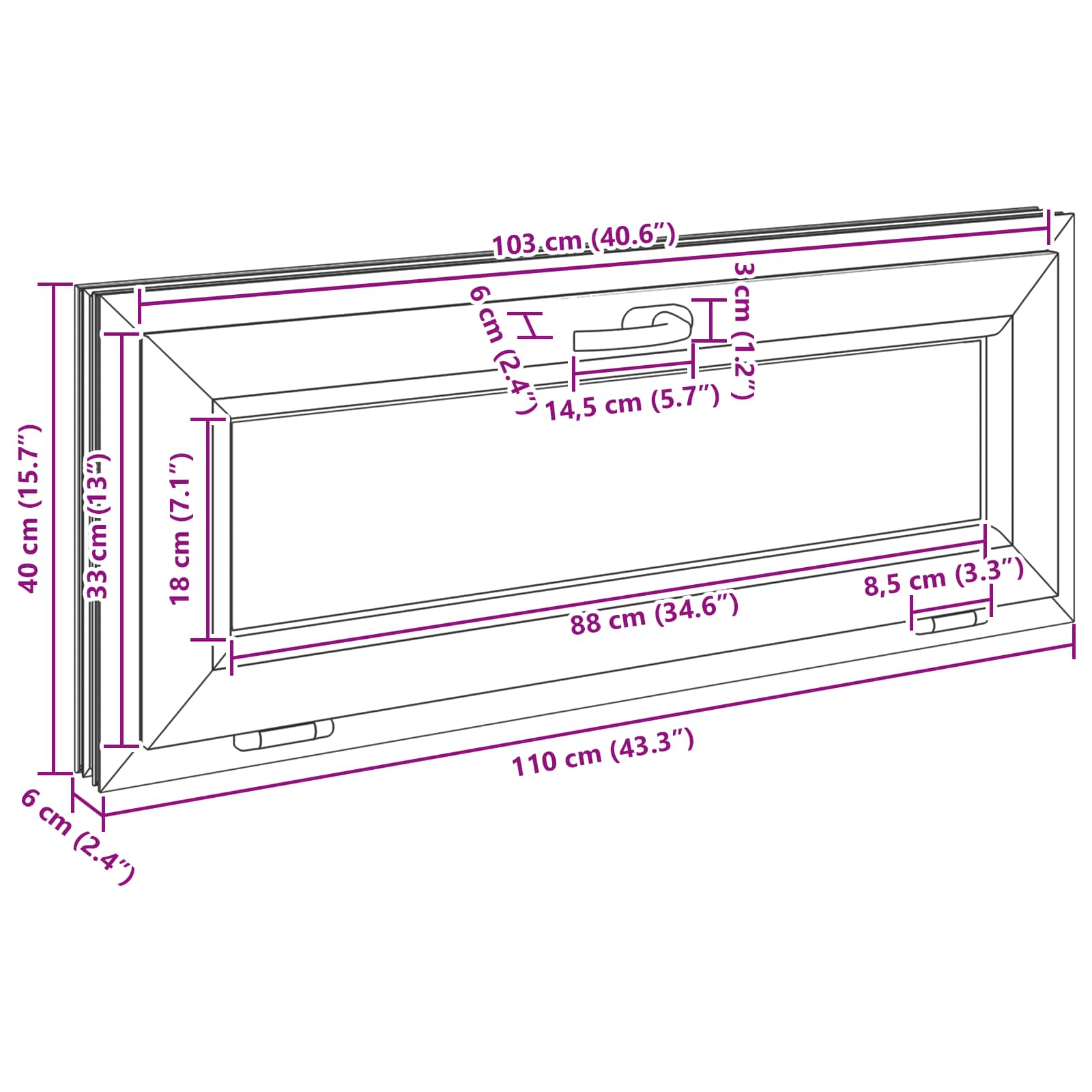 Okeno Do Suterénu Risor 110 X 40 Cm Pvc A Sklo Bílá