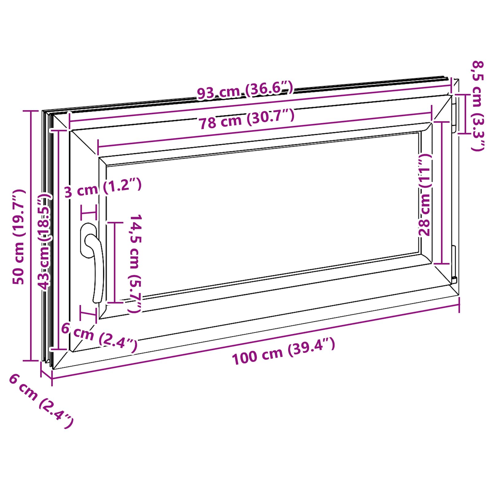 Okeno Do Suterénu Risor 100 X 50 Cm Pvc A Sklo Antracitová