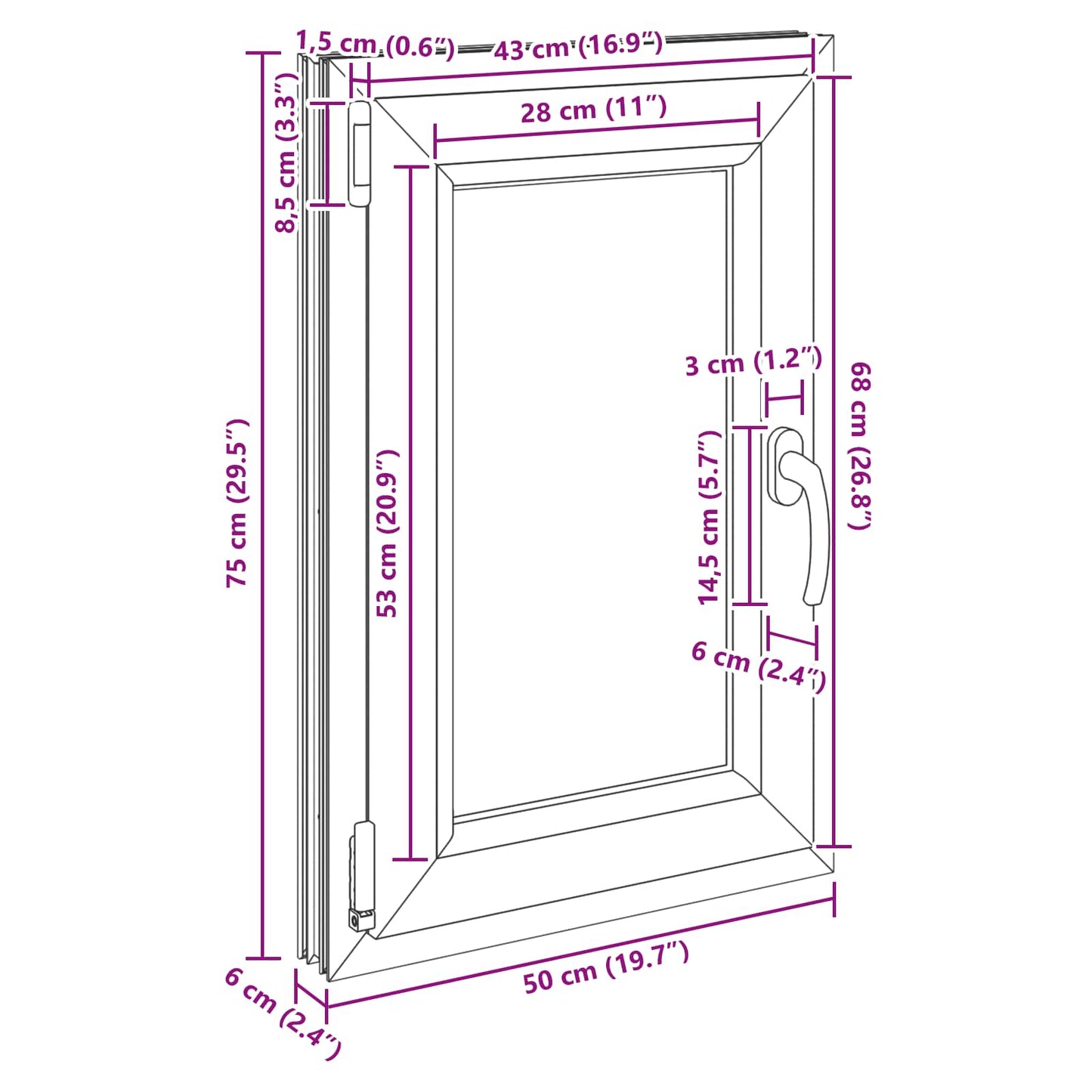 Okeno Do Suterénu Risor 50 X 75 Cm Pvc A Sklo Antracitová
