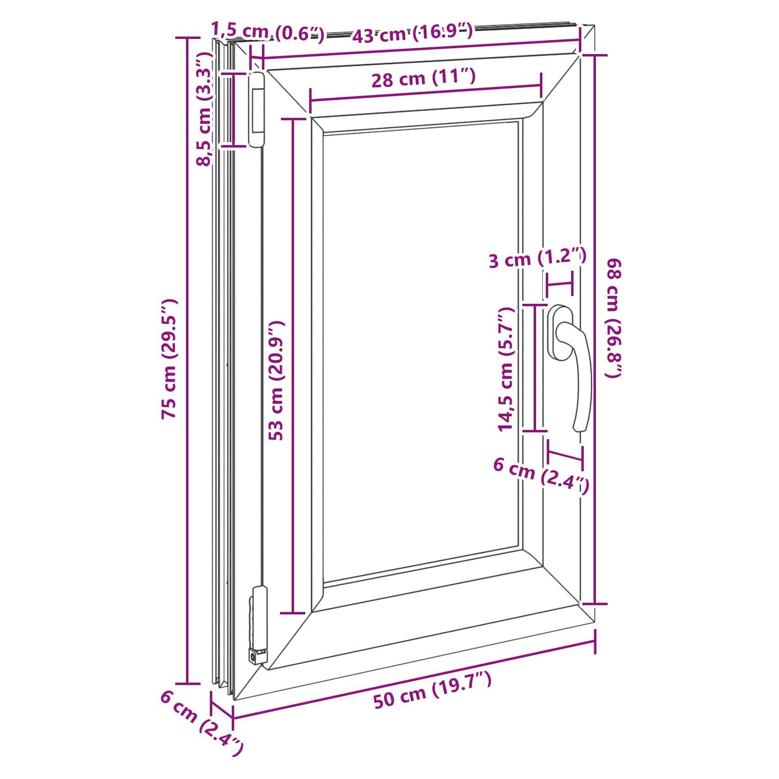 Okeno Do Suterénu Risor 50 X 75 Cm Pvc A Sklo Antracitová