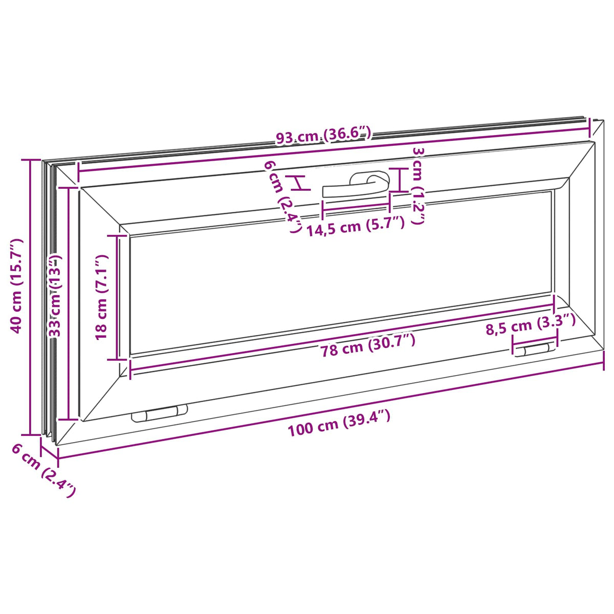 Okeno Do Suterénu Risor 100 X 40 Cm Pvc A Sklo Antracitová