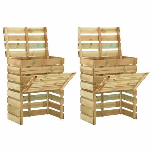 Prkenný Zahradní Kompostér 2 Pcs Zelená 110 X 58 X 113 Cm