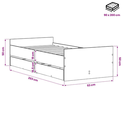 Rám Postele Staré Dřevo 90 X 200 Cm Kompozitní Dřevo