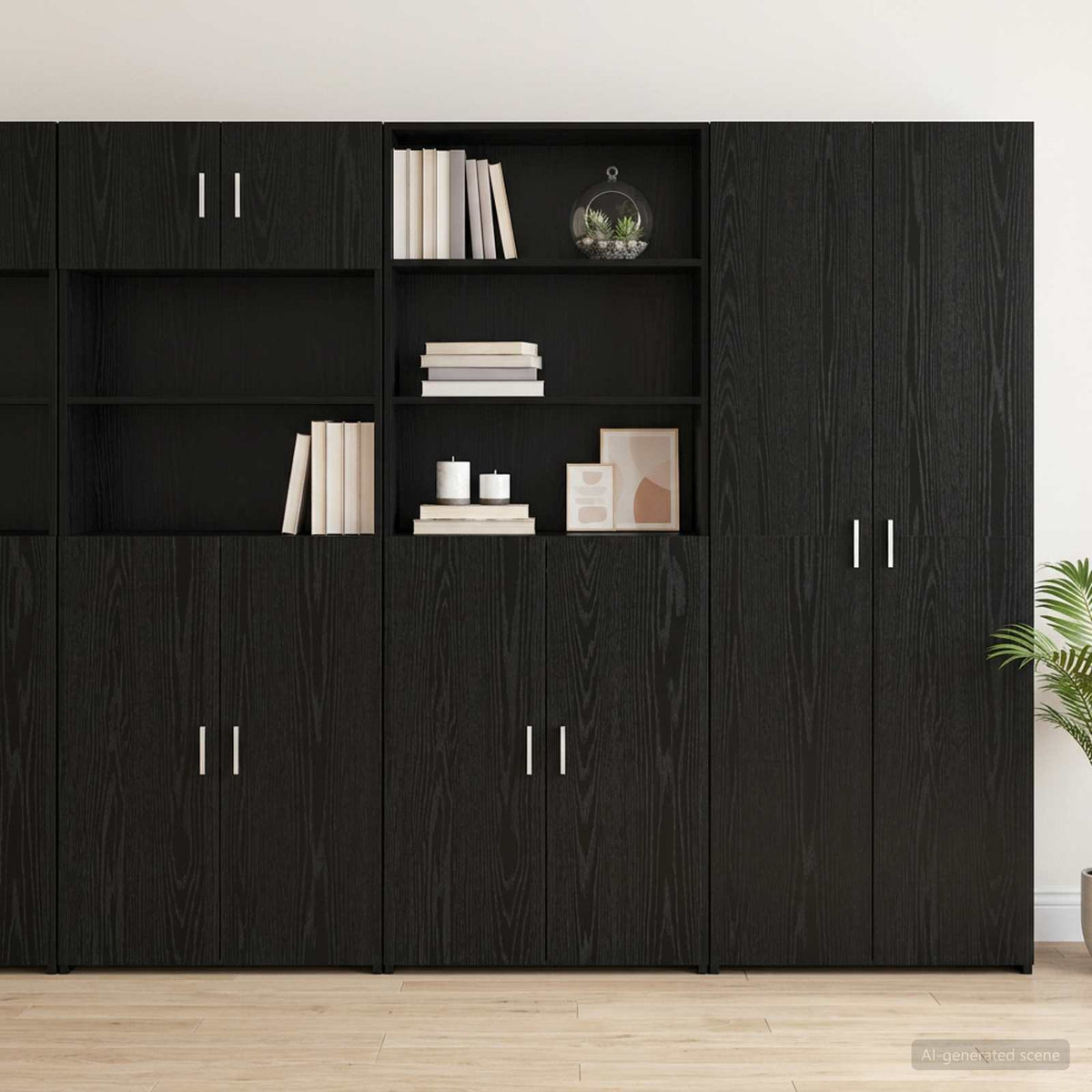 Vysoký Bufet Černý Dub 70 X 42,5 X 185 Cm Kompozitní Dřevo