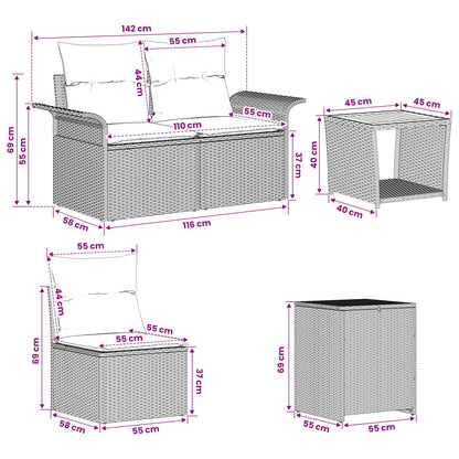 Set Pohovek 6 Ks Poly Ratan A Ocel