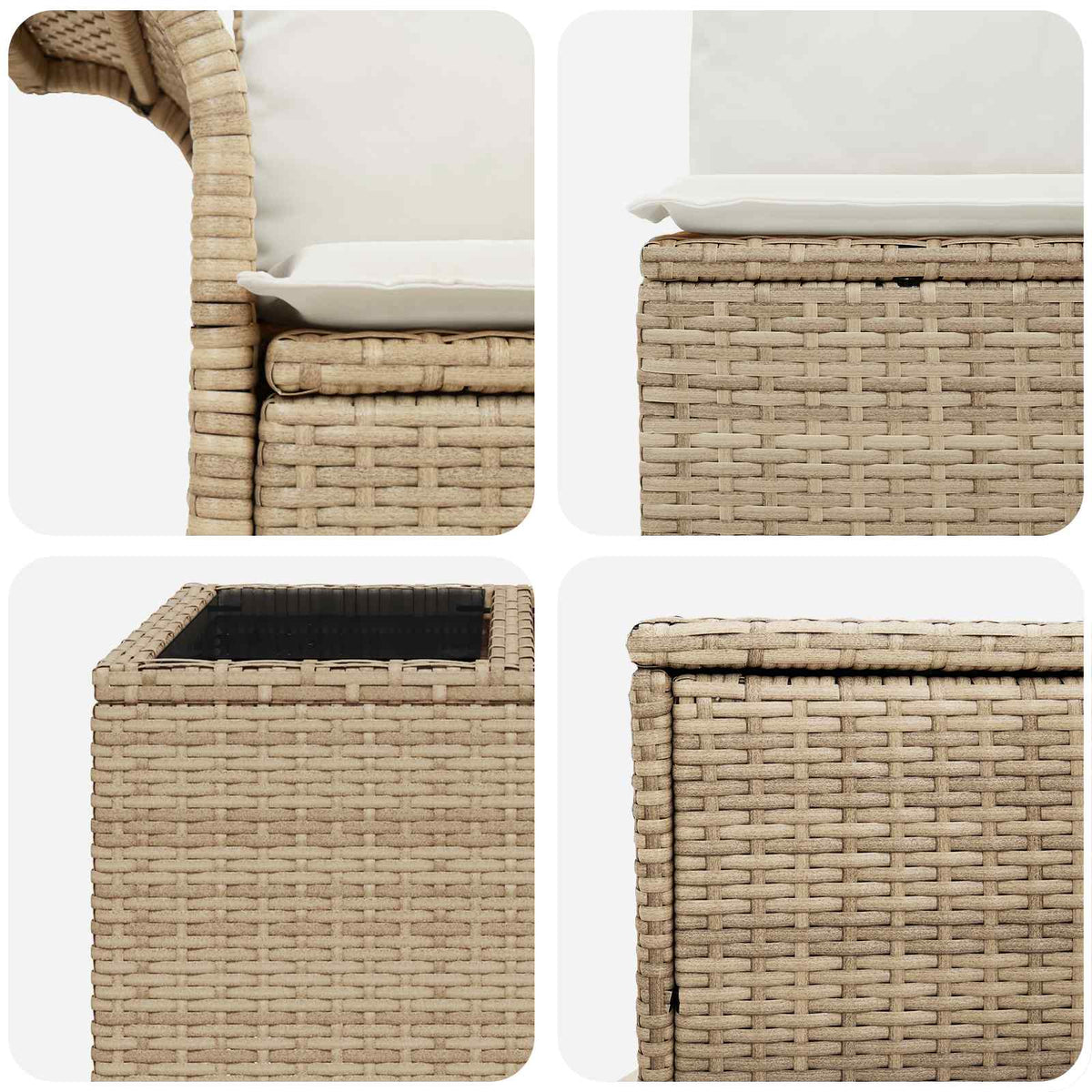 Set Pohovek 6 Ks 4-Počet Míst Beige A Krémová Bílá