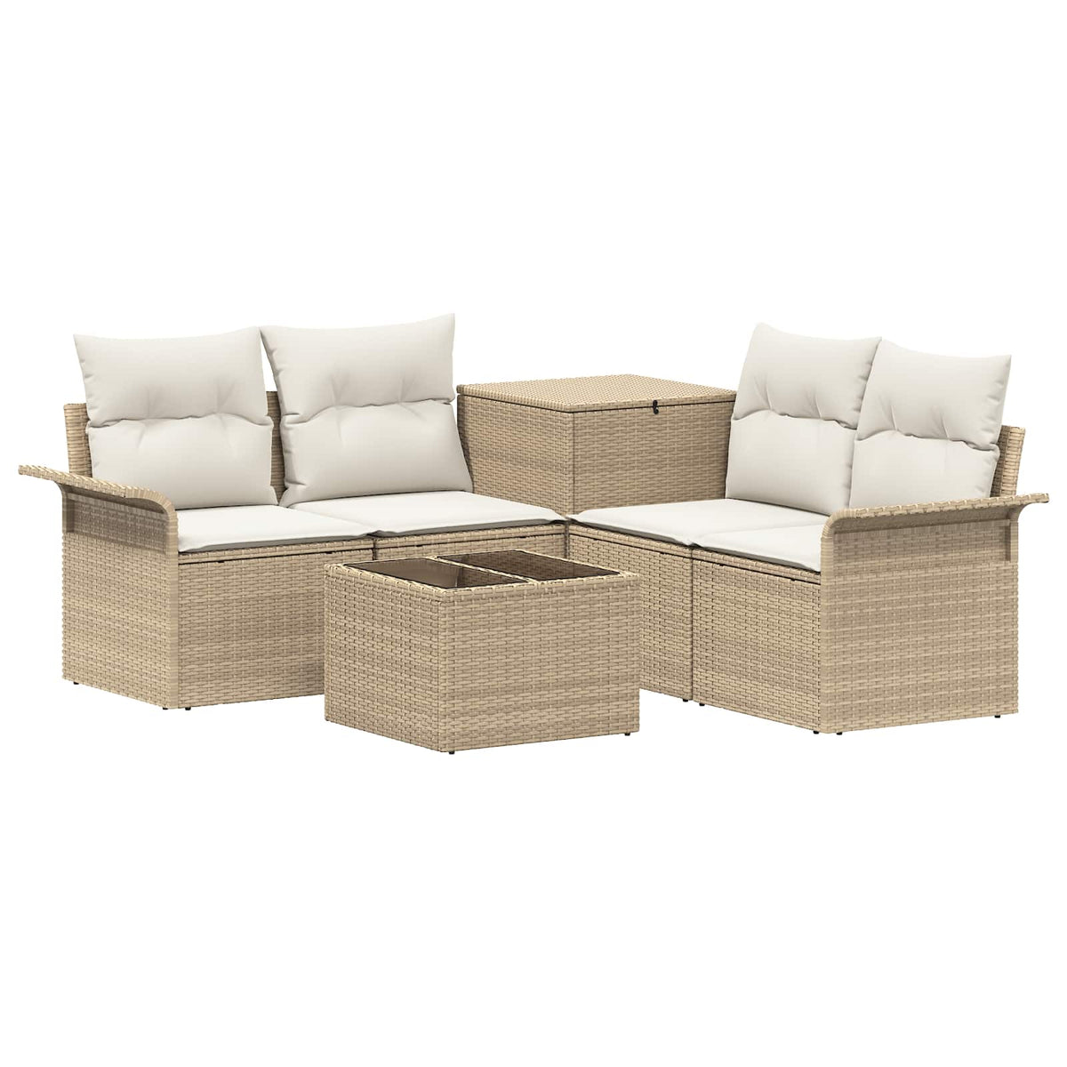 Set Pohovek 6 Ks 4-Počet Míst Beige A Krémová Bílá