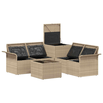 Set Pohovek 6 Ks 4-Počet Míst Beige A Krémová Bílá