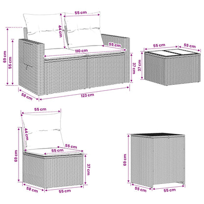 Set Pohovek 6 Ks Poly Ratan A Ocel