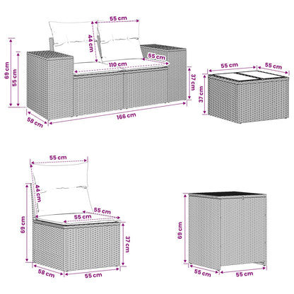 Set Pohovek 6 Ks Poly Ratan A Ocel