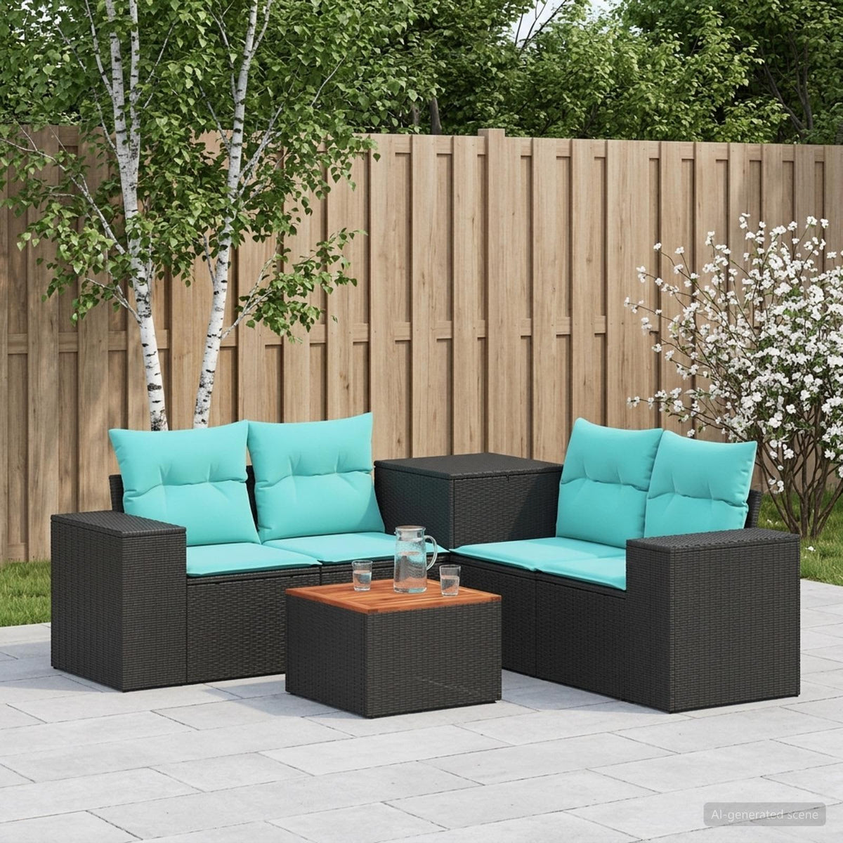 Set Pohovek 6 Ks Poly Ratan A Ocel