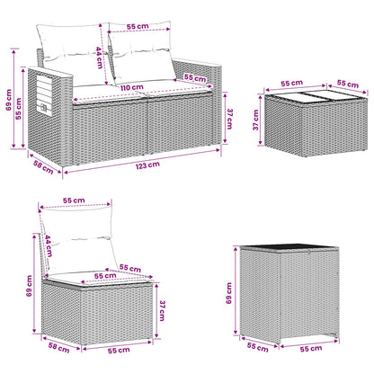 Set Pohovek 6 Ks Poly Ratan A Ocel