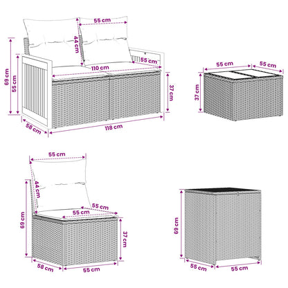 Set Pohovek 6 Ks Poly Ratan A Ocel