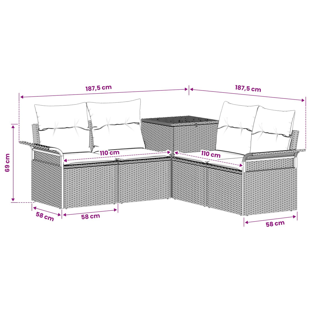 Set Pohovek 5 Ks Poly Ratan A Ocel