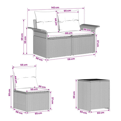Set Pohovek 5 Ks Poly Ratan A Ocel
