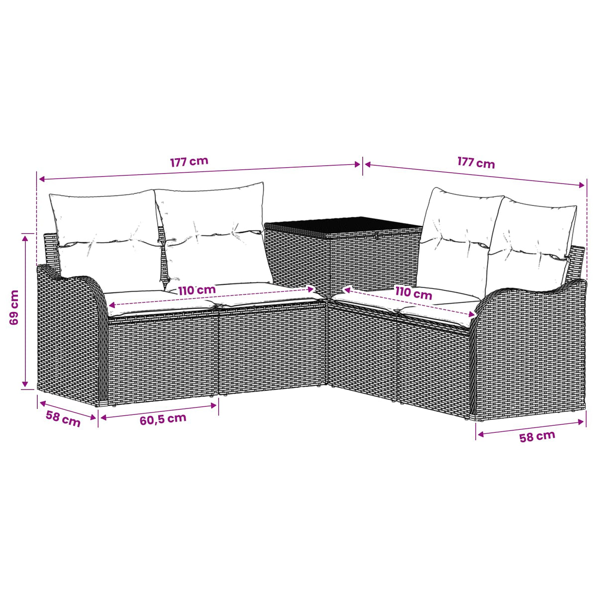 Set Pohovek 5 Ks Poly Ratan A Ocel