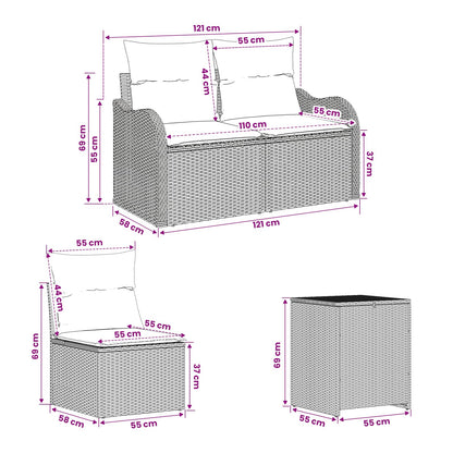 Set Pohovek 5 Ks Poly Ratan A Ocel