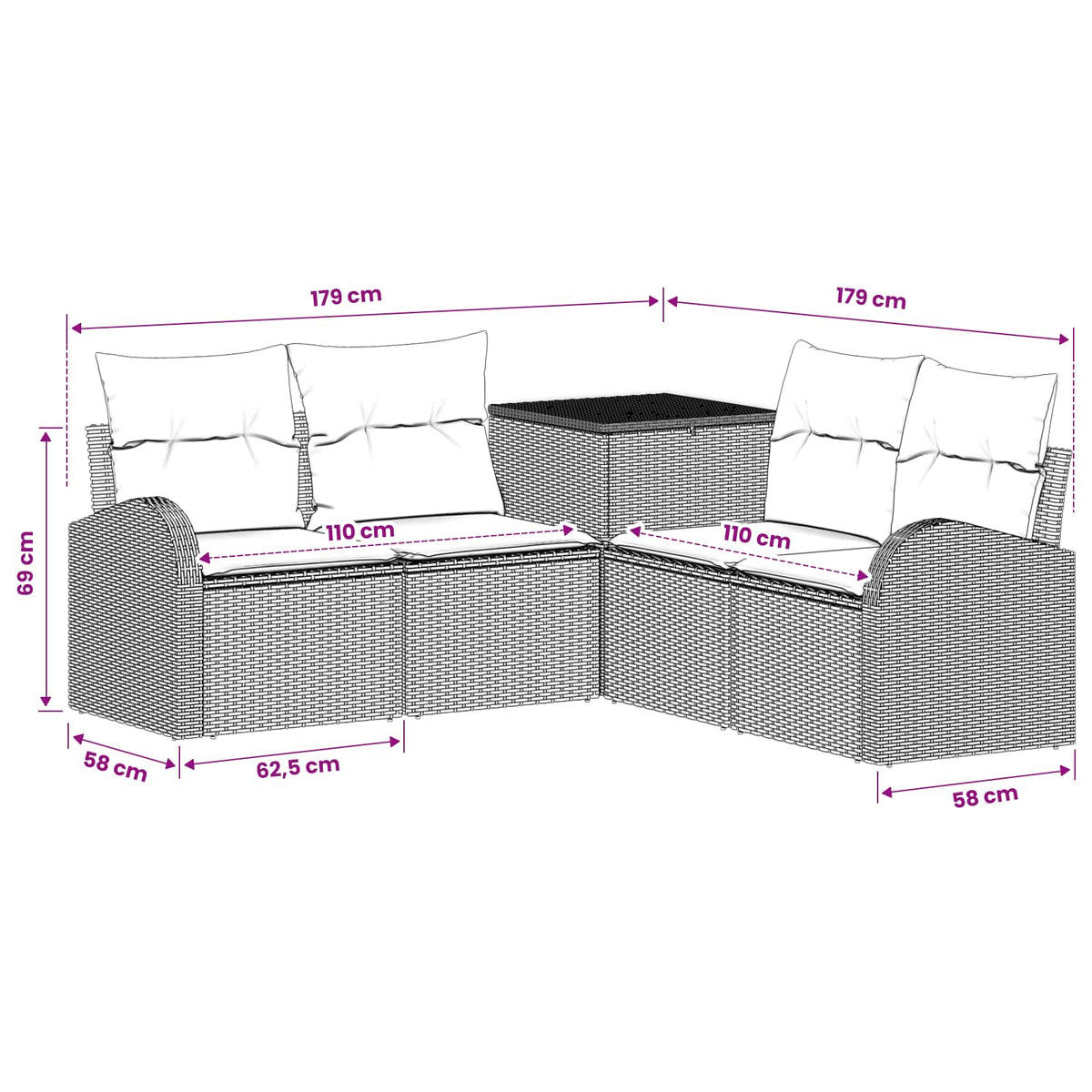 Set Pohovek 5 Ks Poly Ratan A Ocel