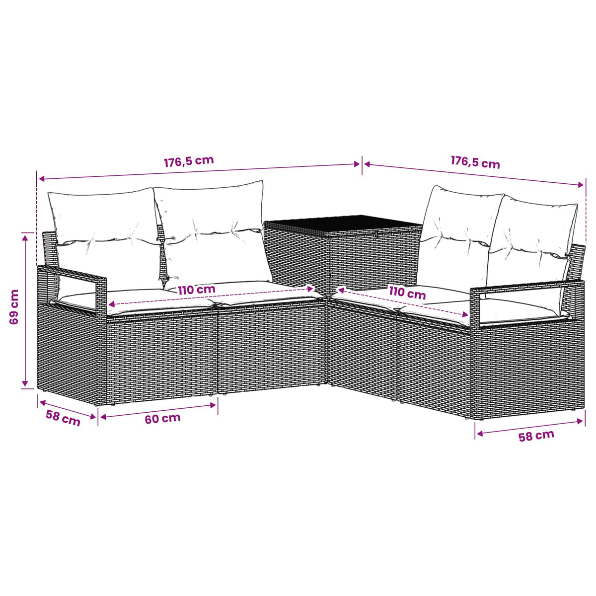 Set Pohovek 5 Ks Poly Ratan A Ocel
