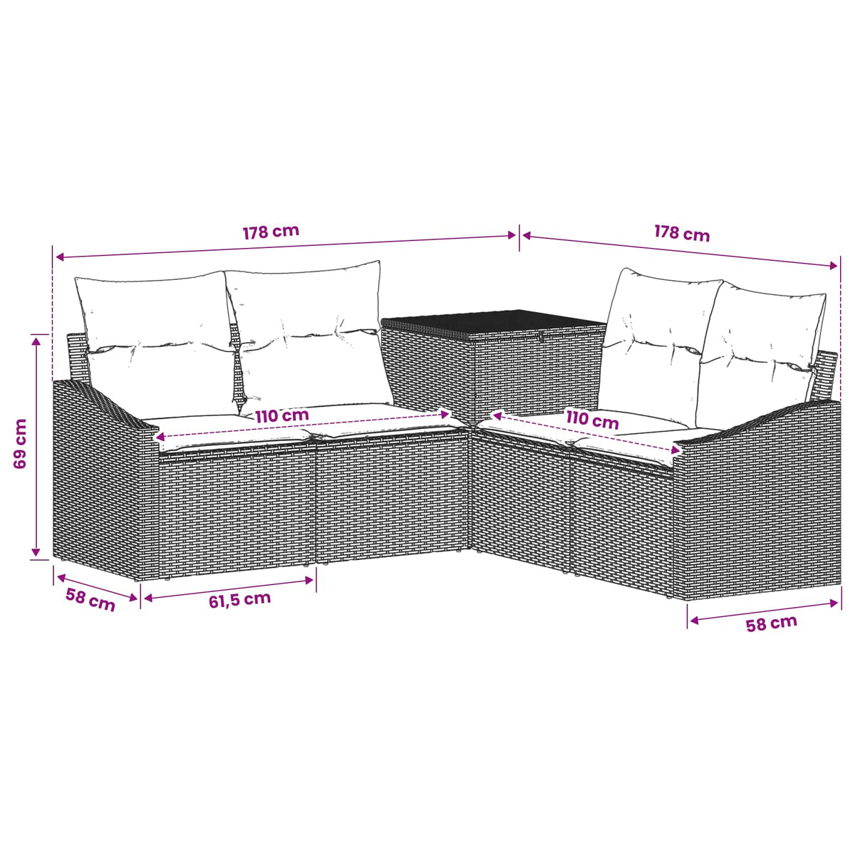 Set Pohovek 5 Ks Poly Ratan A Ocel