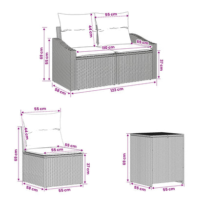 Set Pohovek 5 Ks Poly Ratan A Ocel