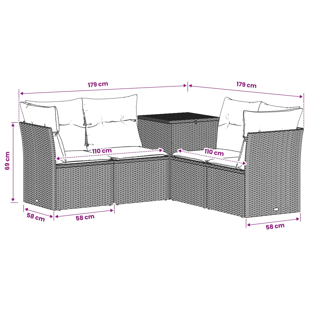 Set Pohovek 5 Ks Poly Ratan A Ocel