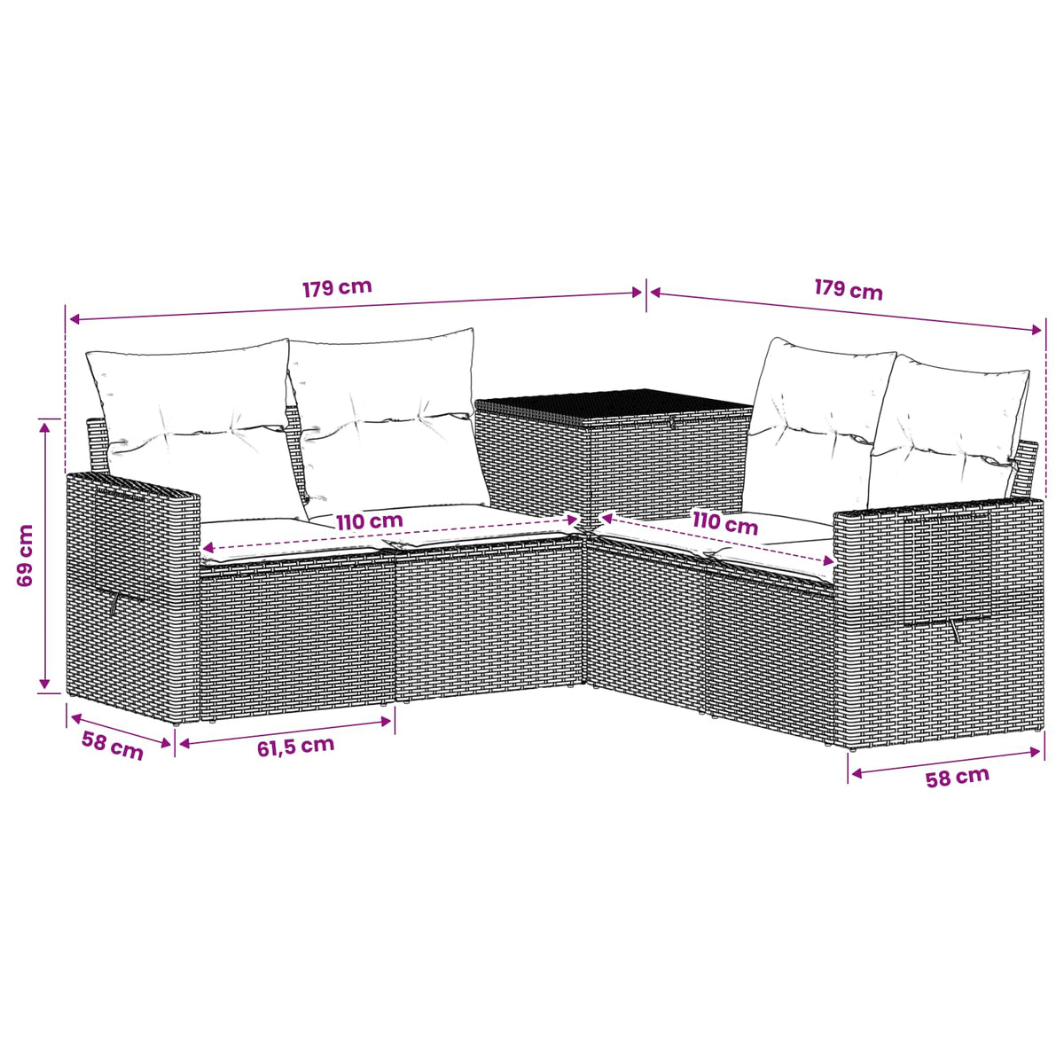 Set Pohovek 5 Ks Poly Ratan A Ocel