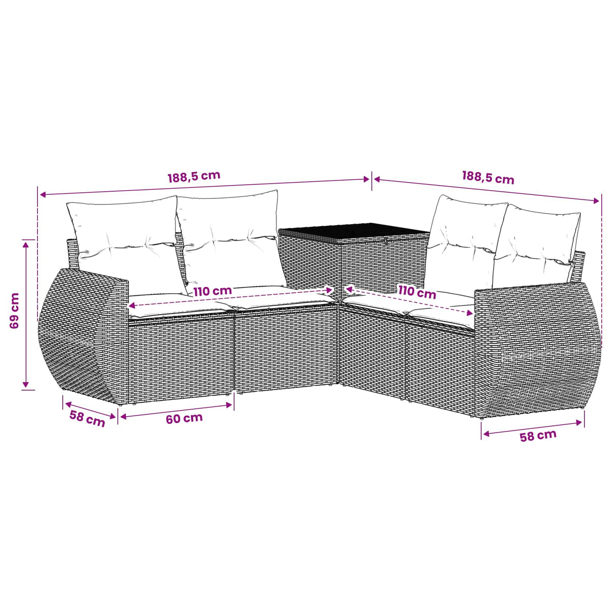 Set Pohovek 5 Ks Poly Ratan A Ocel