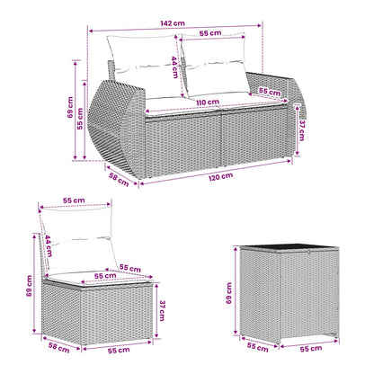 Set Pohovek 5 Ks Poly Ratan A Ocel