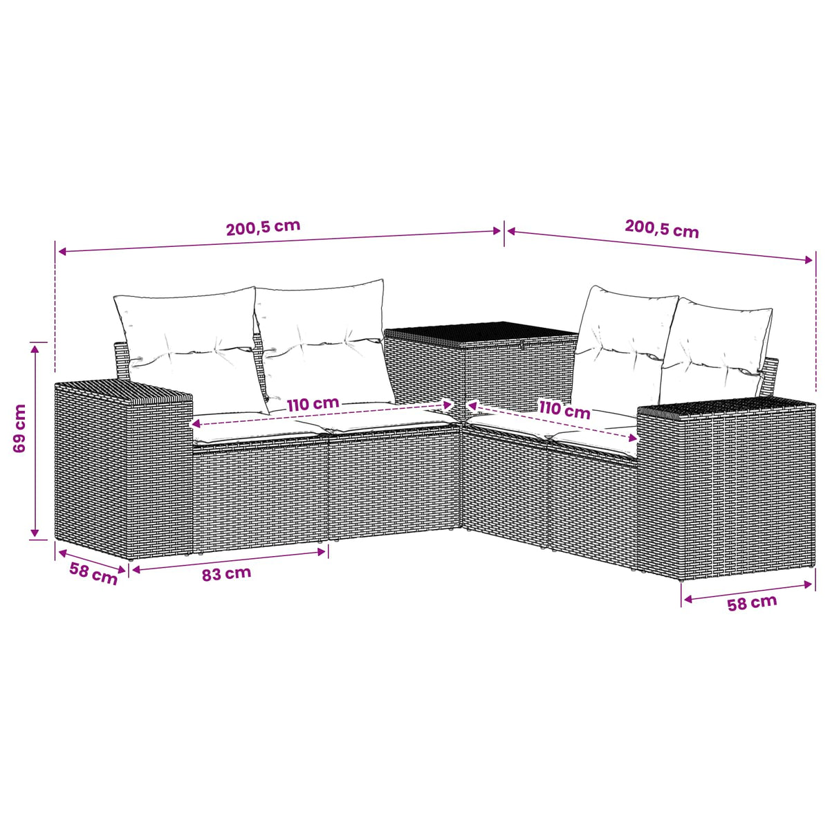 Set Pohovek 5 Ks Poly Ratan A Ocel
