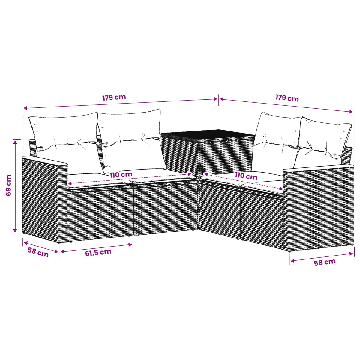 Set Pohovek 5 Ks Poly Ratan A Ocel
